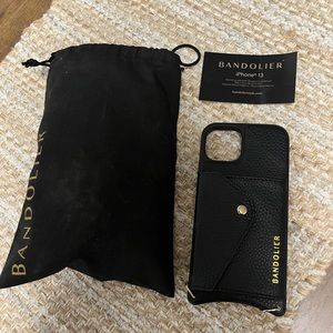 NWT Bandolier phone black leather iPhone 13 case